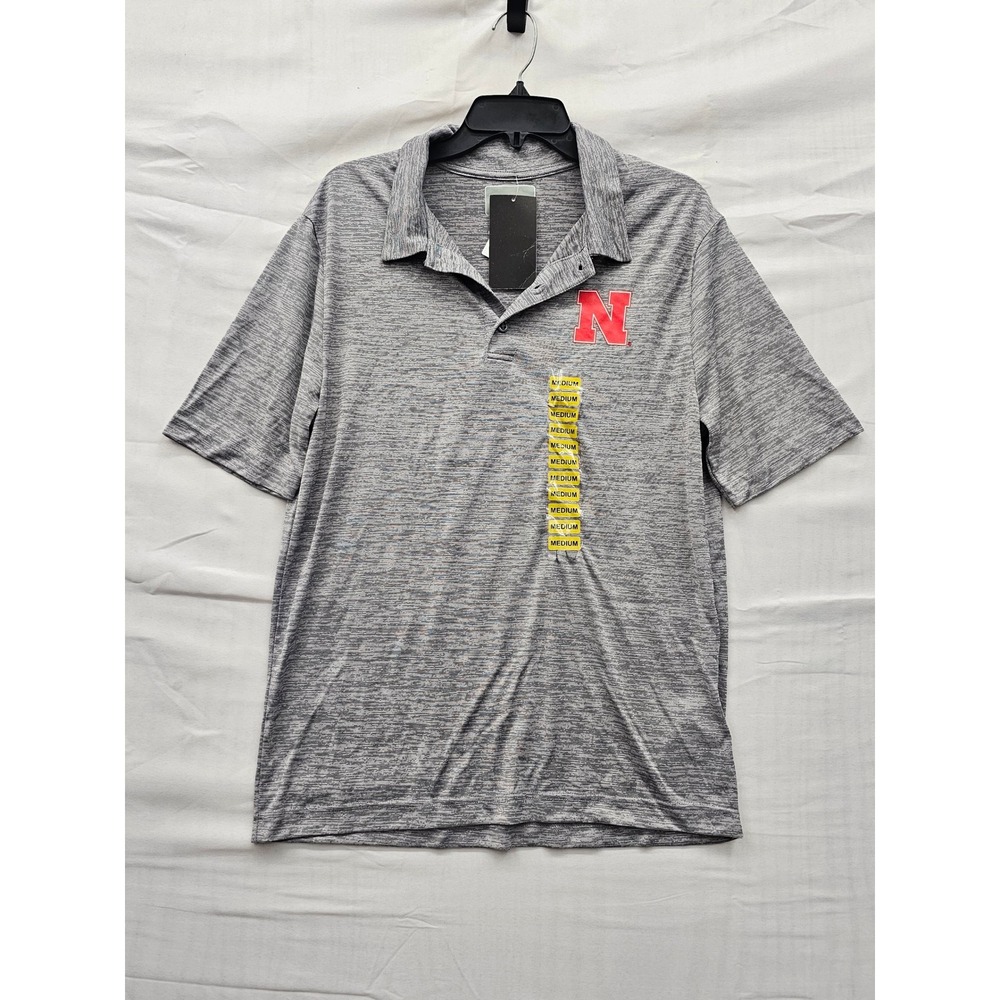 Captivating Mens Nebraska Huskers Polo Shirt Gray Polyester Athletic Size Medium